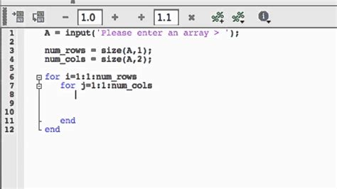 how to do a nested for loop matlab